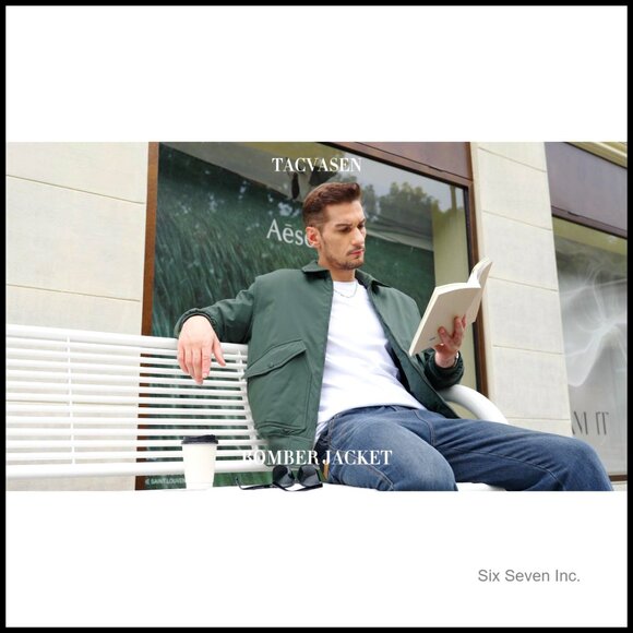 Men's Quilted Bomber Jacket Windproof Water Repellent Winter Coat 6 Pockets - Picture 7 of 7